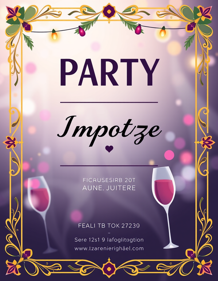 Invitation idea: party invitation design, festive layout, decorative border, space for event details, zaproszenie na impreze , printable invitation