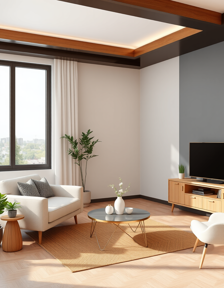 Virtual Staging idea: virtually staged empty room from the photo, tasteful furniture and decor added, photorealistic interior render, virtually staged empty room from the p