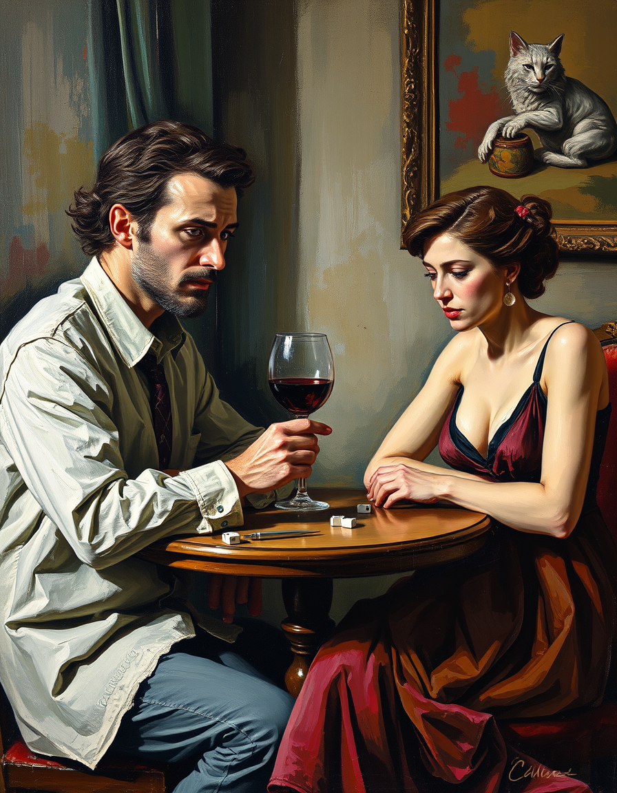 Oil Paintings idea: oil painting style, rich textures, brushstrokes, impasto technique, Je voudrais une peinture à la façon de Picasso dans sa période cubisme. Un homme e