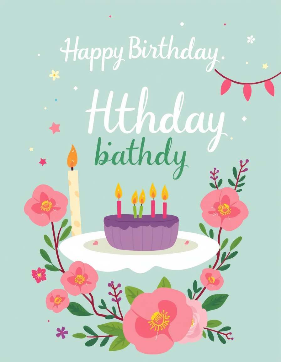 Birthday Cards idea: birthday card design, cheerful festive artwork, space for greeting, Bad windsheim Wellness salzbad massage klangmassage , printable birthday card