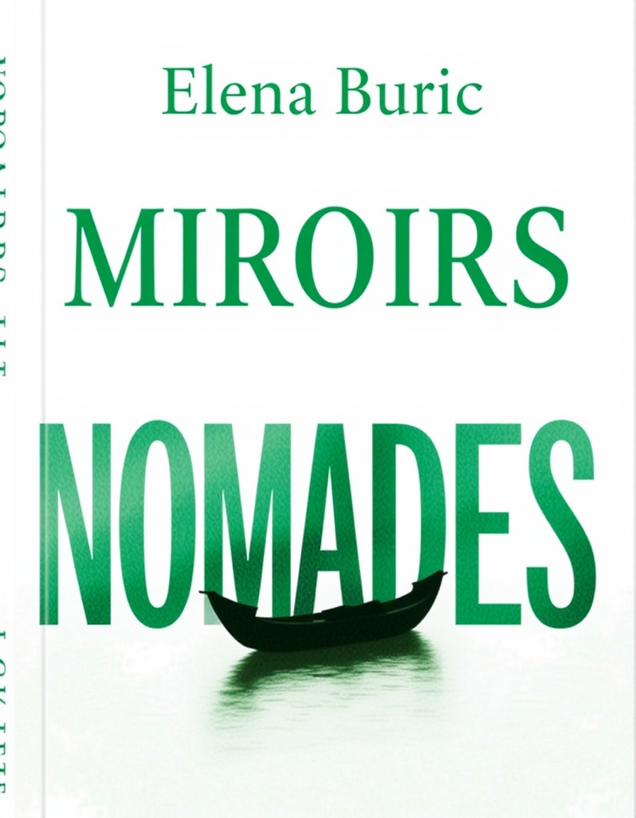 Book Covers idea: book cover composition, vertical 2:3 format, title-ready negative space at top, evocative subject, Book cover, with title MIROIRS NOMADES, without any