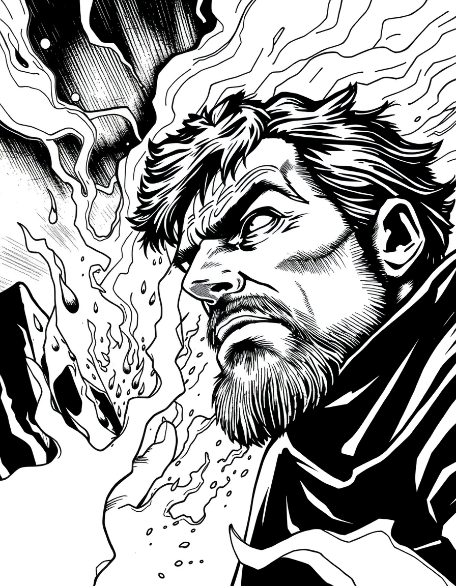Comic Art idea: comic art, bold ink lines, halftone shading, dynamic composition, male mir einen comic über amos visionen heuschrecken, feuer, bleilot amos reaktion, 