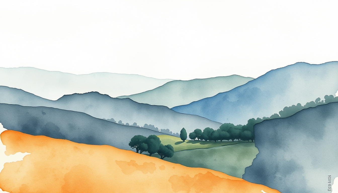 Picture Into Watercolor idea: turn picture into watercolor, transparent washes, paper texture, soft pigment edges, Landscape , delicate watercolor painting, luminous color, hand-pa