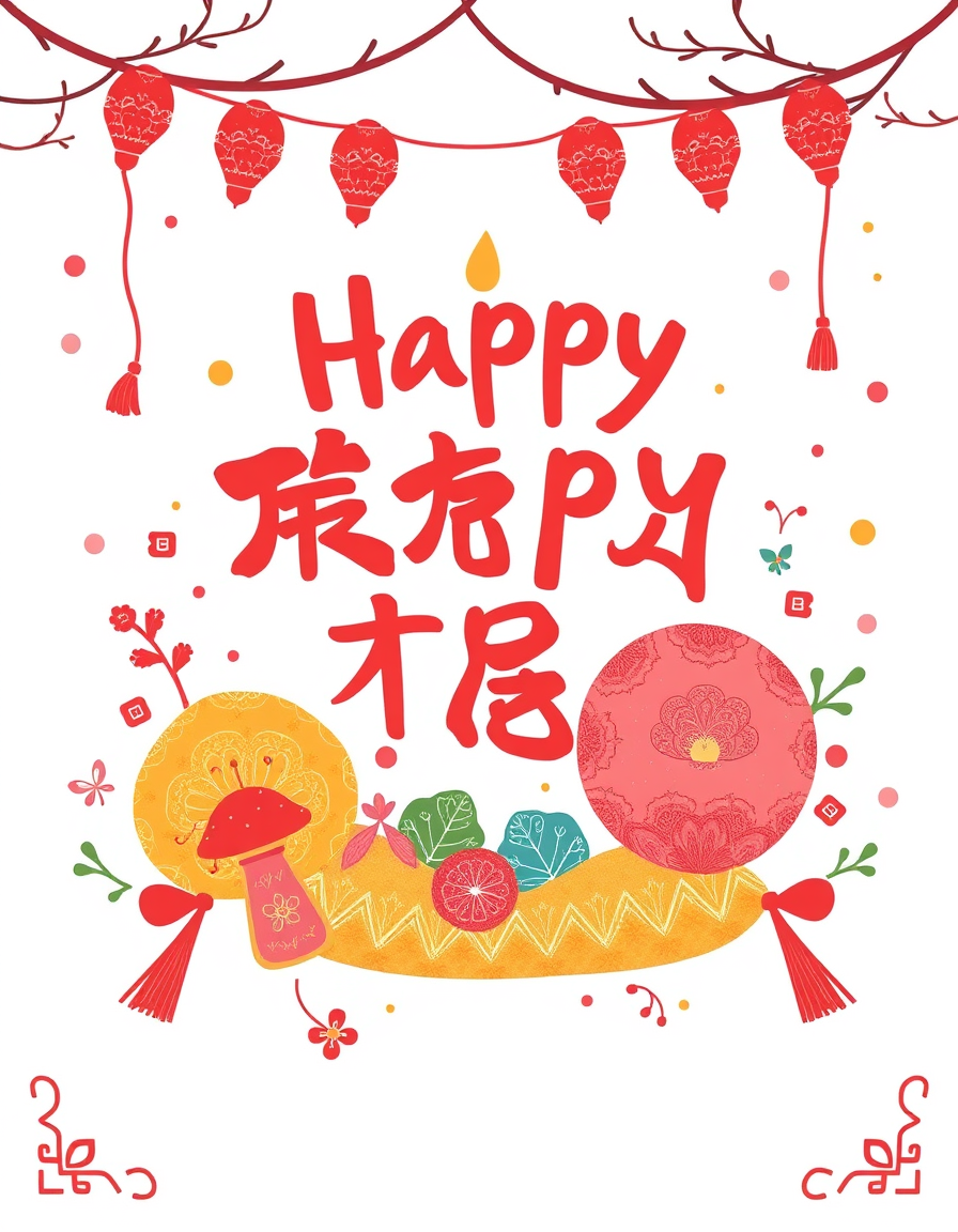 Birthday Cards idea: birthday card design, cheerful festive artwork, space for greeting, 復古生日蛋糕搭配蠟燭，溫暖大地色調 , printable birthday card