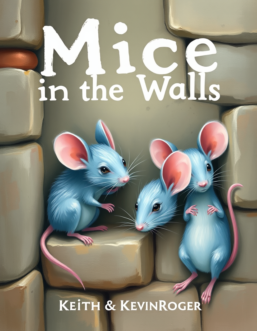 Book Covers idea: cover-ready concept art organized around genre, focal point, and title-safe space, deliberate composition, children's book: "Mice in the Walls" by Kei