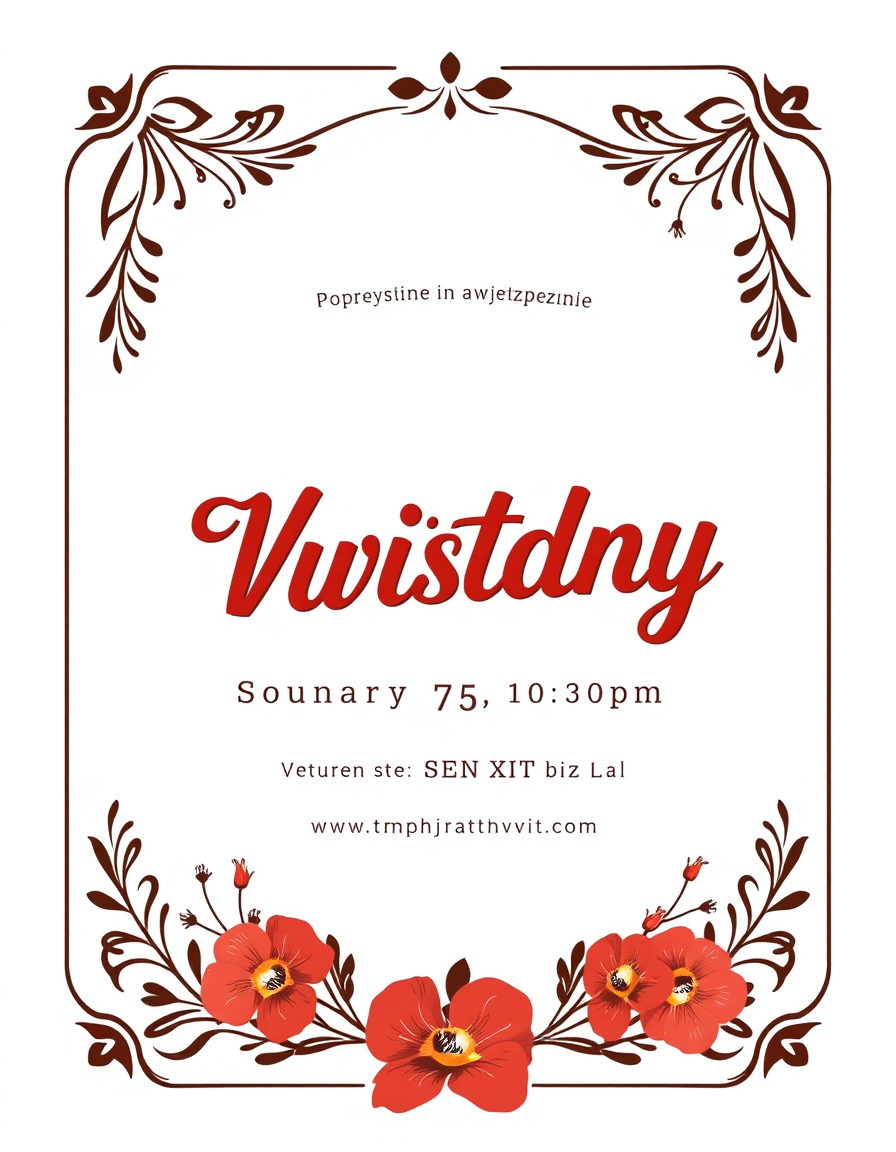 Invitation idea: party invitation design, festive layout, decorative border, space for event details, Wygeneruj plik pdf z zaproszeniem na spotkanie świąteczne, kartka