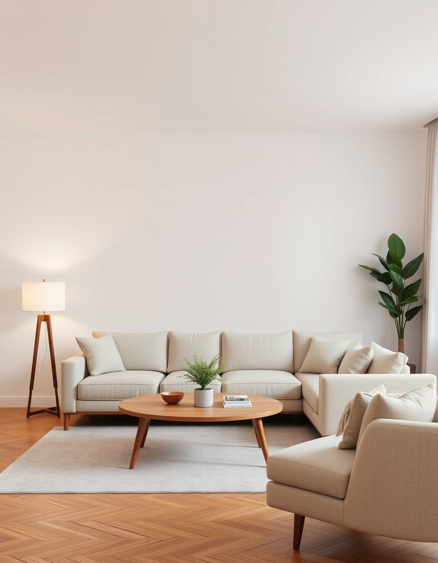 Virtual Staging idea: virtually staged empty room from the photo, tasteful furniture and decor added, photorealistic interior render, an empty living room virtually staged