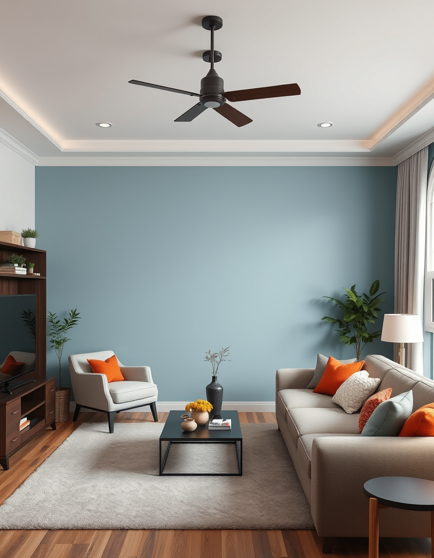 Paint Color idea: room repainted in a new wall color from the photo, accurate paint finish, photorealistic interior render, living room , paint color visualization