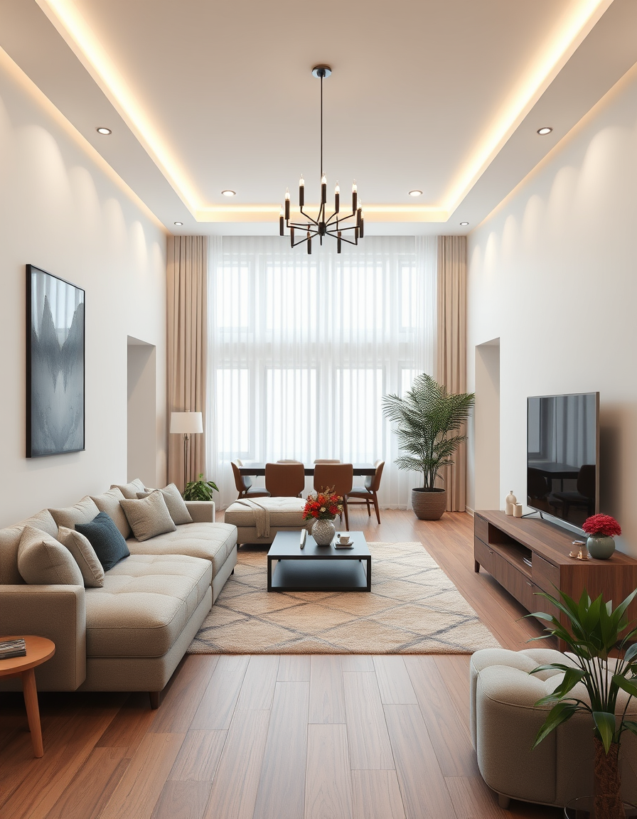 Interior Design idea: AI interior design, cohesive furniture layout decor and lighting, photorealistic interior render, Curte cu garaj în fața porții cu deschidere la drum