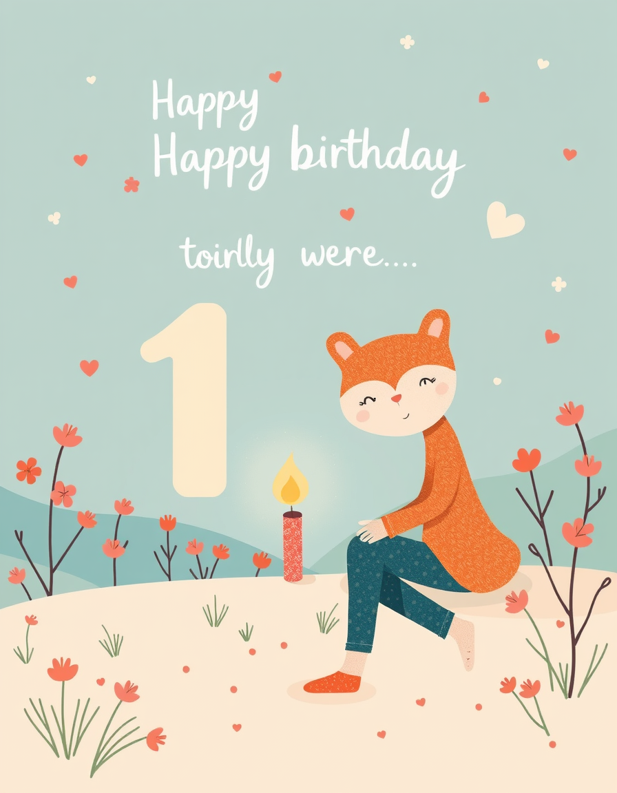 Greeting Cards idea: greeting card design, warm illustration, space for message, birthday card for Liv turning 13 , printable greeting card
