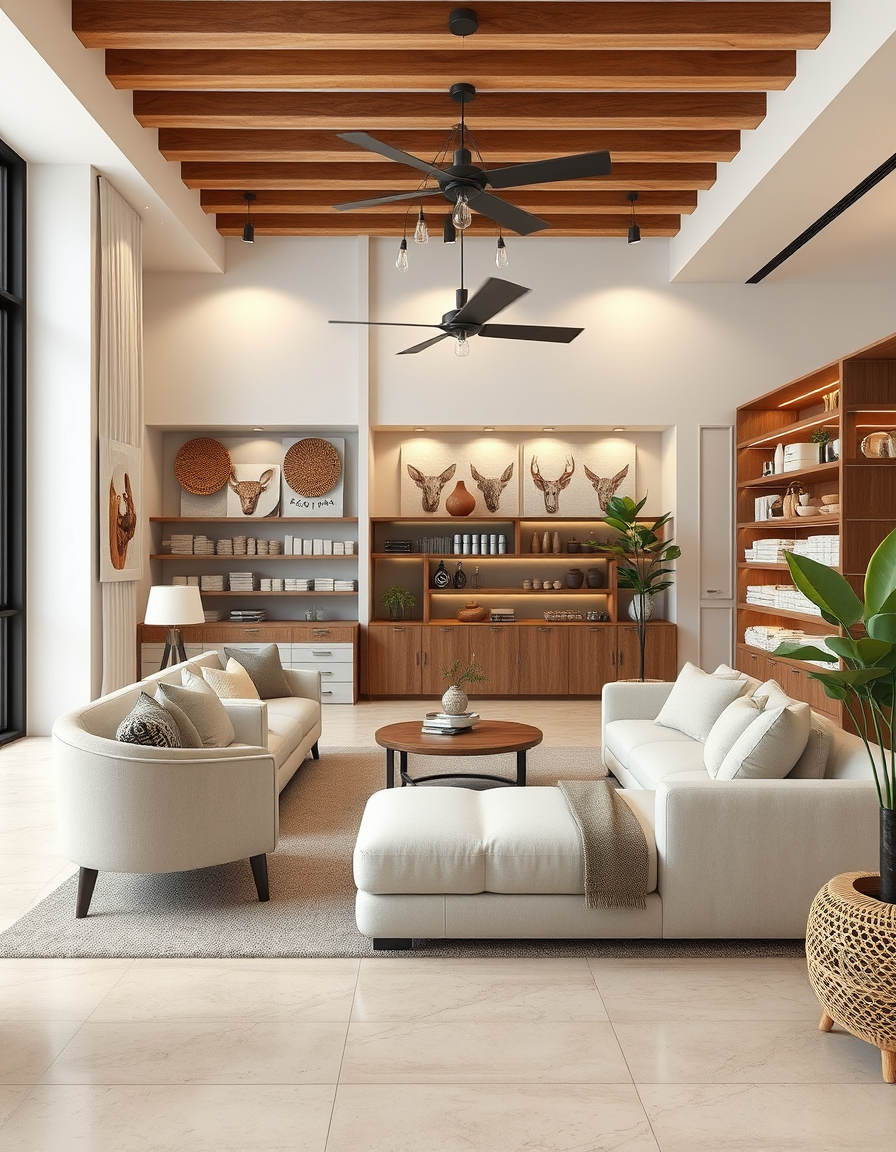 Interior Design idea: AI interior design, cohesive furniture layout decor and lighting, photorealistic interior render, Ethio Africa grocery and backery together in40-50 m2