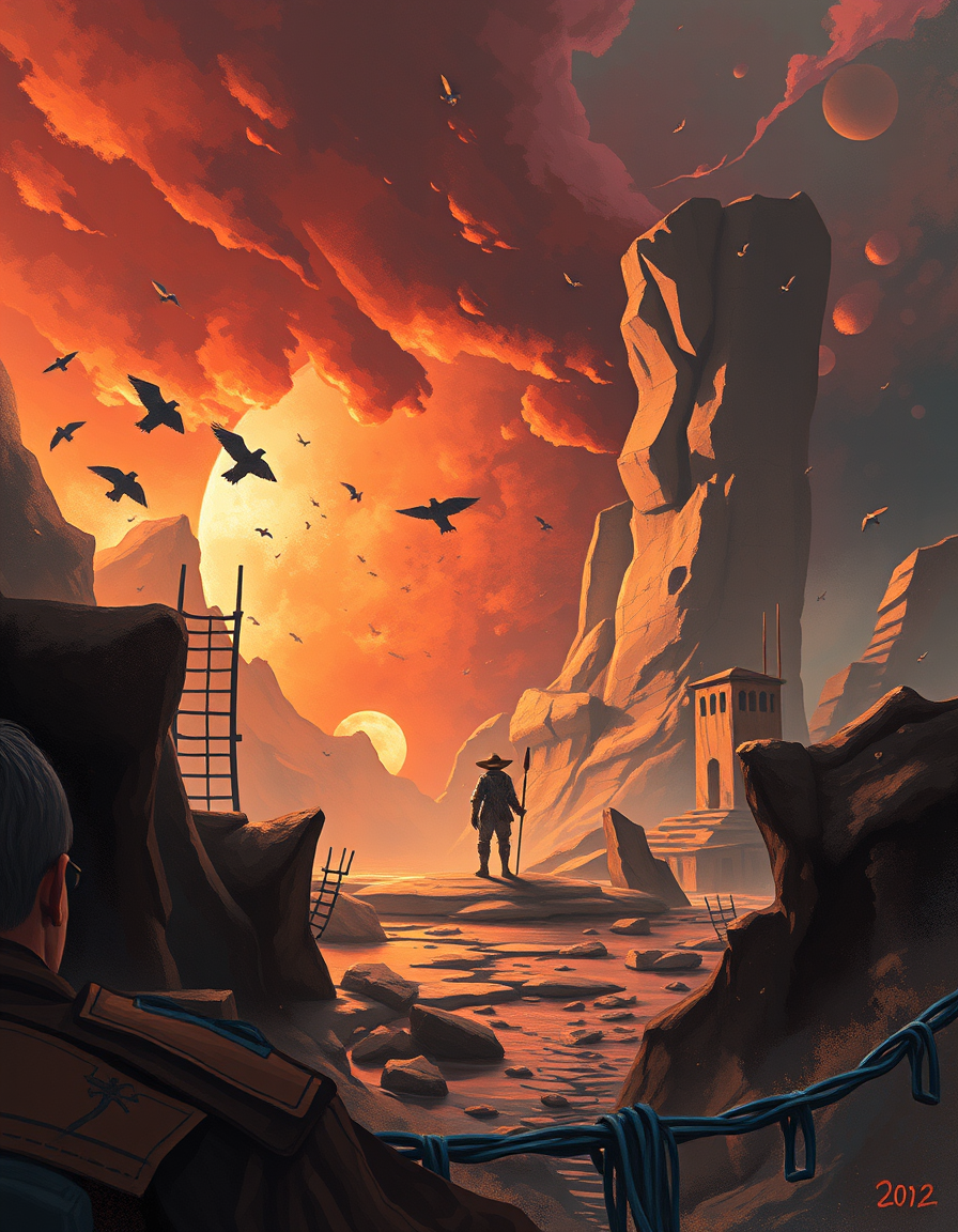 Book Covers idea: cover-ready concept art organized around genre, focal point, and title-safe space, deliberate composition, fake mental update , polished painting, coh