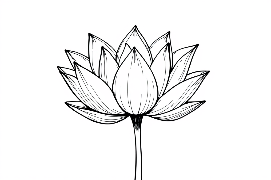Photo To Outline idea: photo to outline drawing, clean contour lines, minimal shading, preserve subject silhouette, lotus , simple black line art, white background, hand-dra