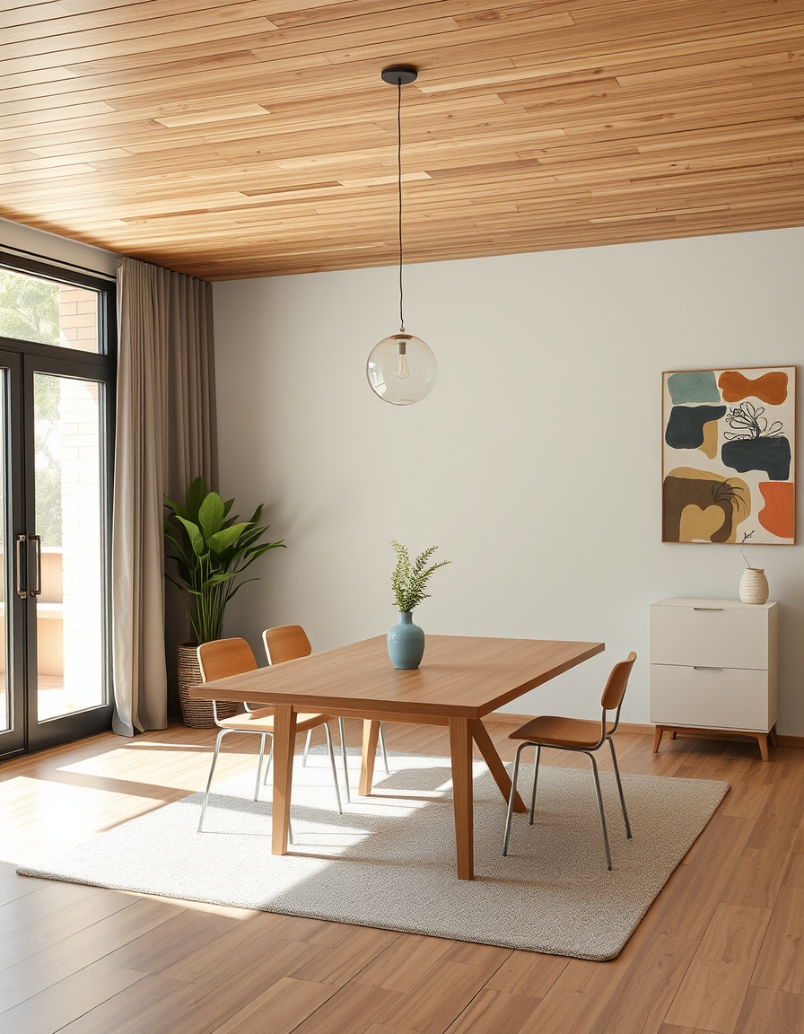 Main painting studio: Sala polivalent de 18 m² per a artteràpia, fang i costura. Càlida i acollidora, sostre llis, fusta clara i colors suaus. Taula modular plegable, 8 cad