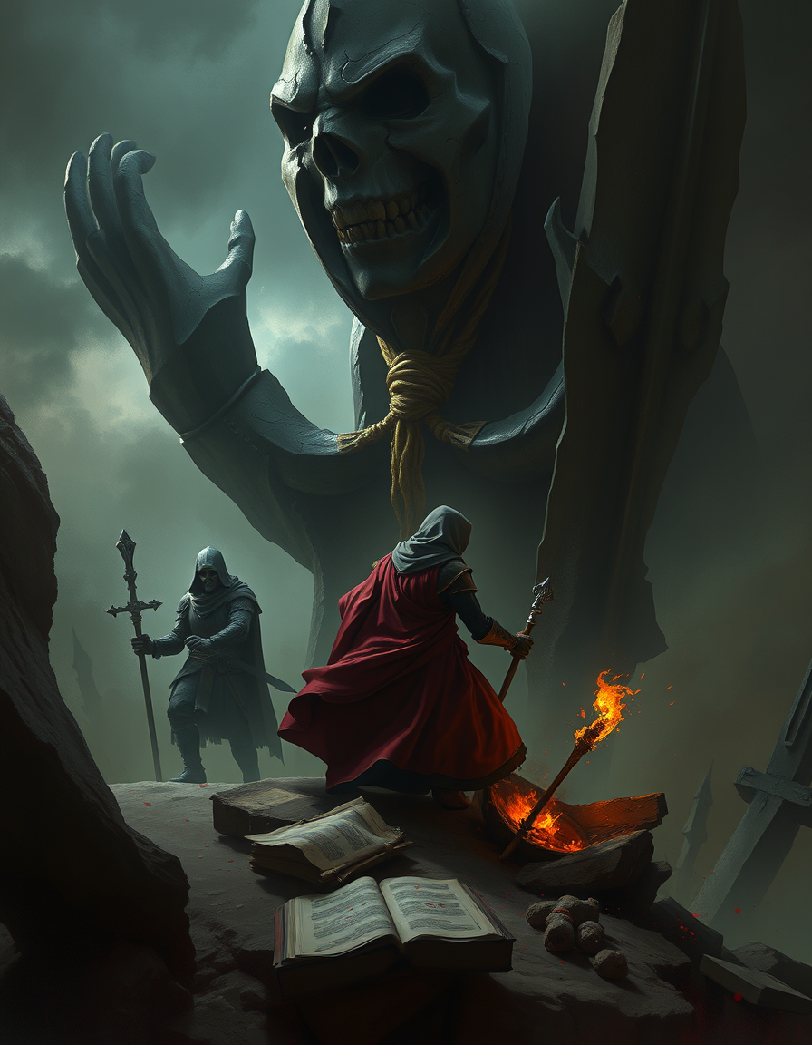 Book Covers idea: cover-ready concept art organized around genre, focal point, and title-safe space, deliberate composition, An anthology to do with sacrifice with dark