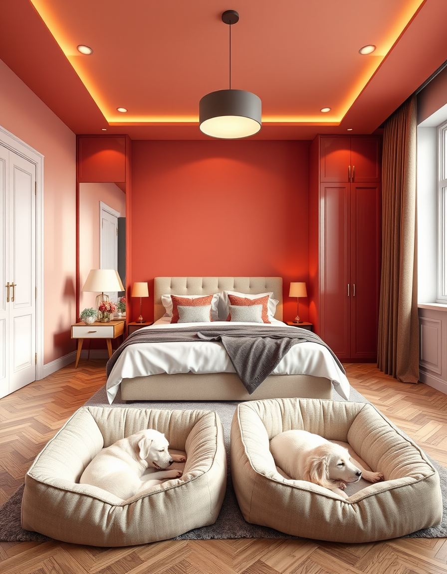 Interior Design idea: AI interior design, cohesive furniture layout decor and lighting, photorealistic interior render, Photorealistic 4x4m BEDROOM, not living room. One en