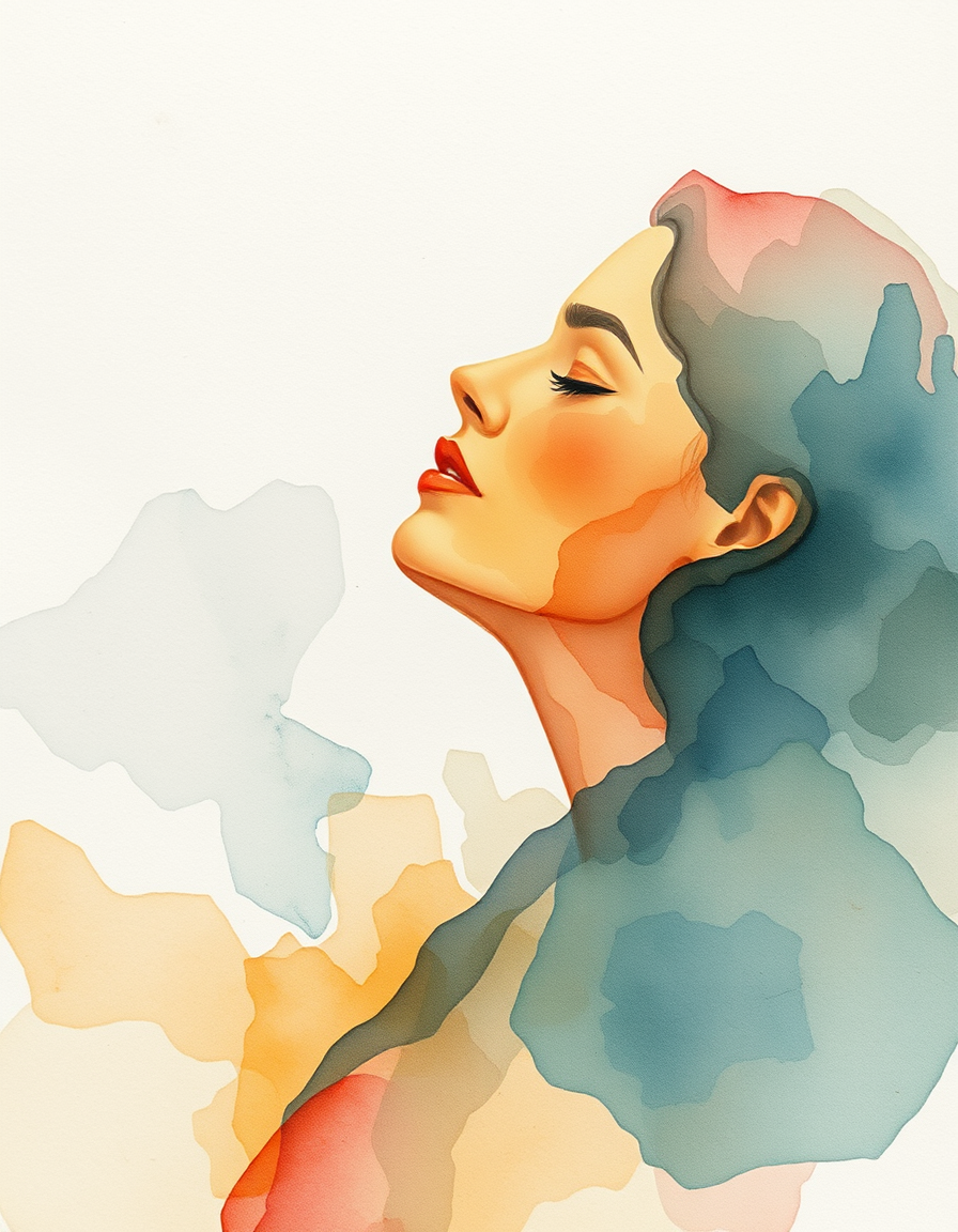 Picture Into Watercolor idea: turn picture into watercolor, transparent washes, paper texture, soft pigment edges, a woman from the 1930s painted in abstract art , delicate waterco