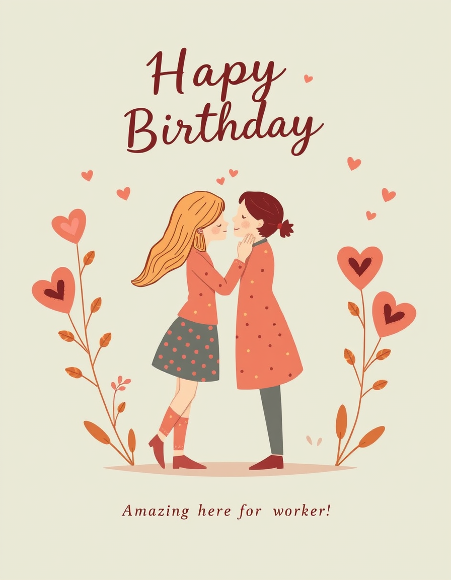 Greeting Cards idea: greeting card design, warm illustration, space for message, birthday card romantic wife love partner best friend amazing hard worker , printable greet