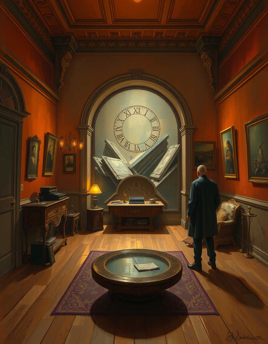 Book Covers idea: cover-ready concept art organized around genre, focal point, and title-safe space, deliberate composition, the amber room , polished painting, coheren