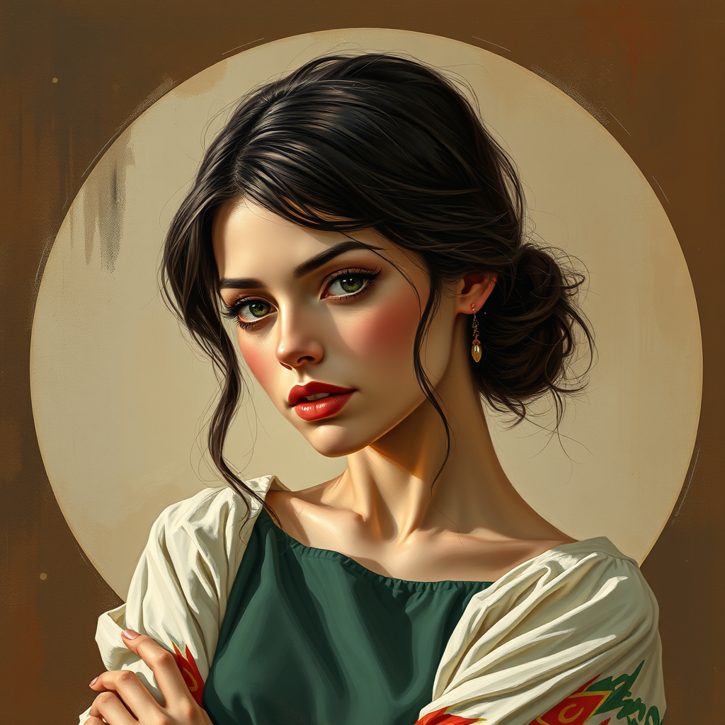 Book Covers idea: cover-ready concept art organized around genre, focal point, and title-safe space, deliberate composition, can you make me a brunette woman , polished