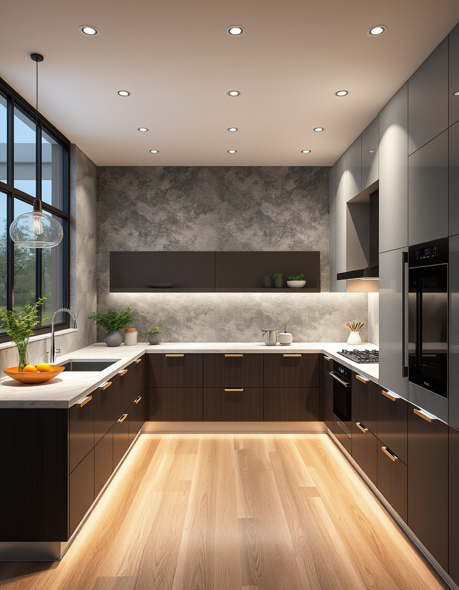 Kitchen Design idea: AI kitchen design, modern cabinetry countertops and lighting, photorealistic interior render, vorbesti romana? , kitchen remodel visualization
