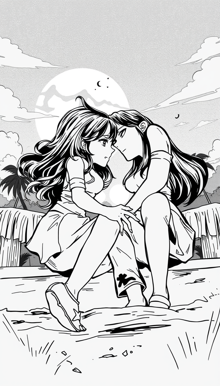 Comic Art idea: comic art, bold ink lines, halftone shading, dynamic composition, Gumawa ng story love story anime version style , graphic novel illustration, comic p