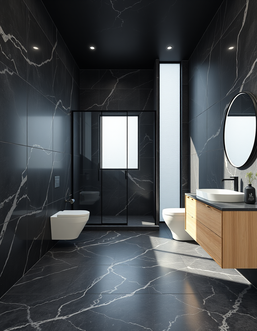 Bathroom Design idea: AI bathroom design, tiled surfaces vanity and fixtures, photorealistic interior render, Photorealistic interior architectural render of a spacious 25 