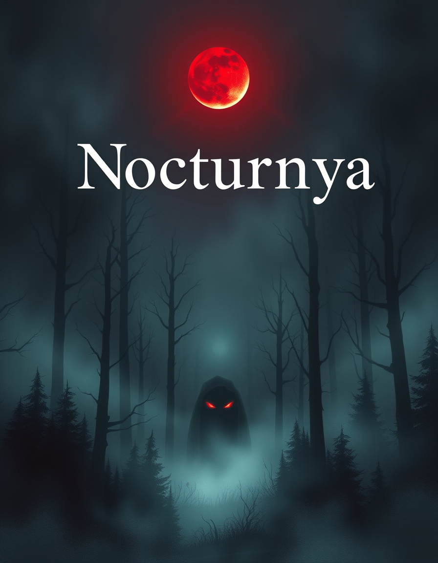 Book Covers idea: cover-ready concept art organized around genre, focal point, and title-safe space, deliberate composition, A dark, misty book cover featuring a spooky