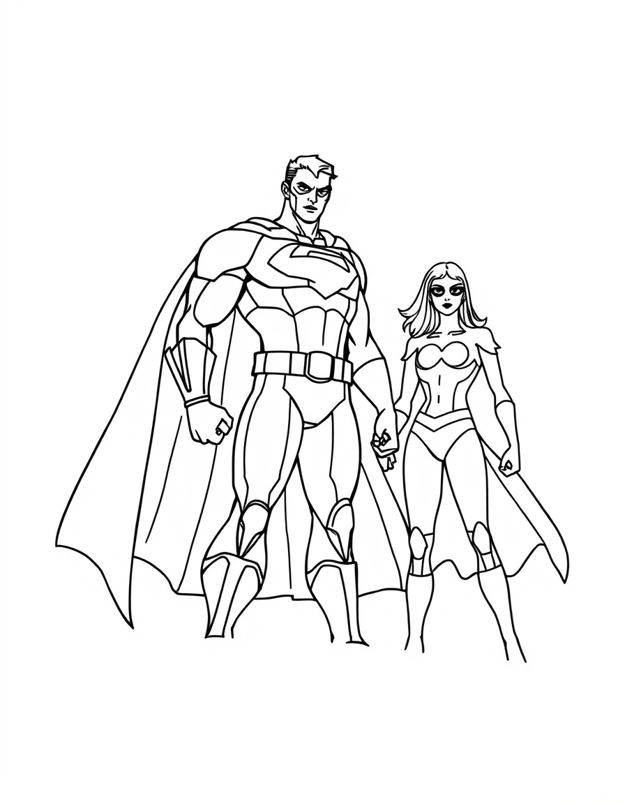 Photo To Outline idea: photo to outline drawing, clean contour lines, minimal shading, preserve subject silhouette, Uma foto de herois convertida em contorno preto limpo, fu