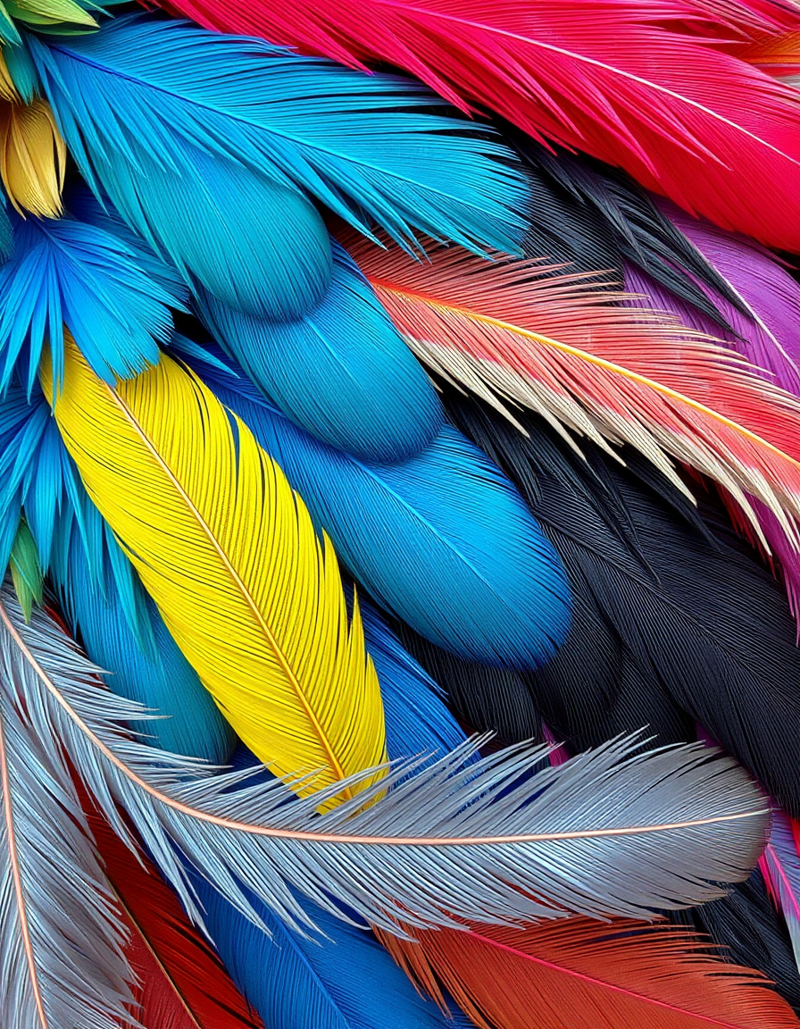 Main painting studio: feathers in all colours