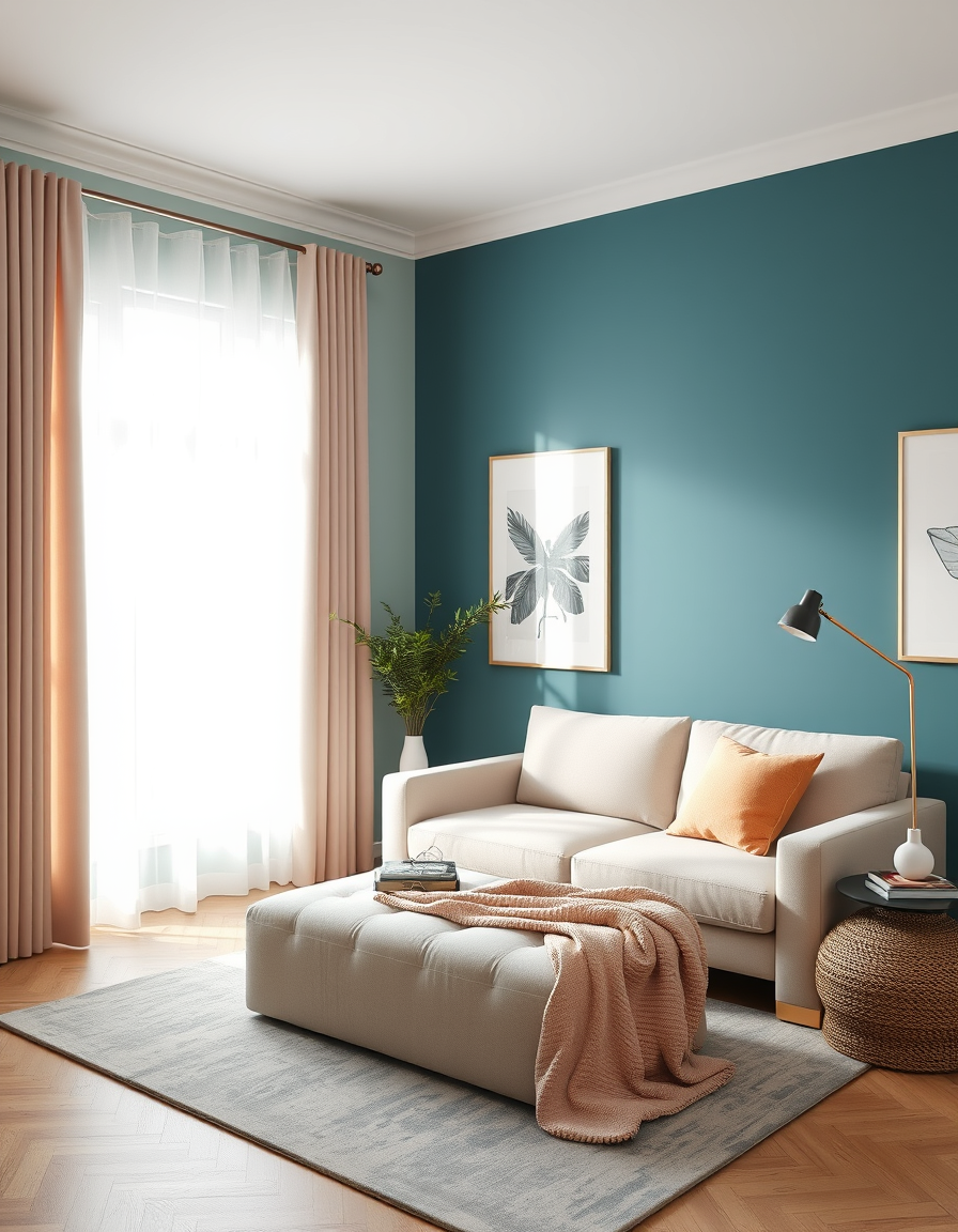 Paint Color idea: room repainted in a new wall color from the photo, accurate paint finish, photorealistic interior render, hi , paint color visualization