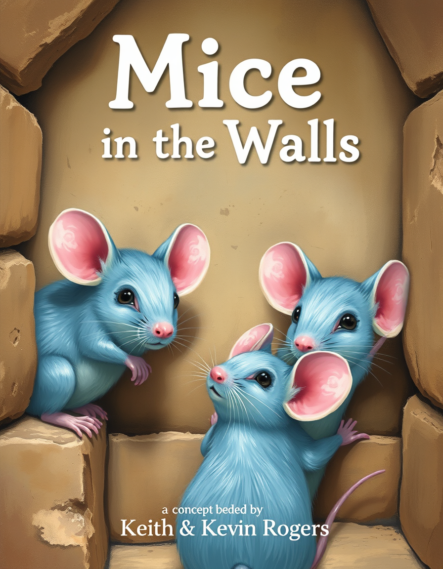 Book Covers idea: cover-ready concept art organized around genre, focal point, and title-safe space, deliberate composition, "Mice in the Walls" by Keith & Kevin Rogers