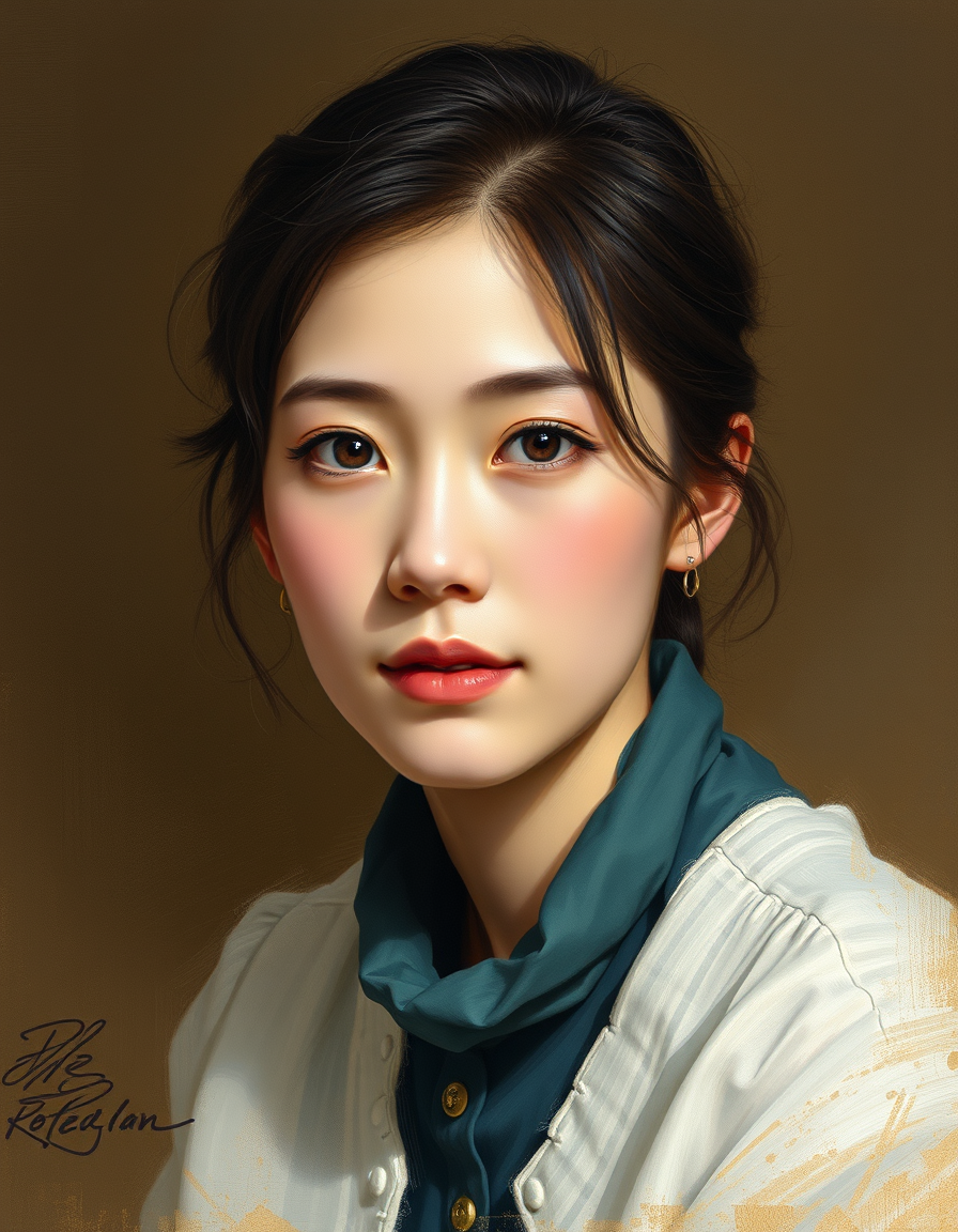 Portrait Into Paintings idea: painted portrait from photo, preserve face identity, flattering painterly lighting, モンゴル風の偉人 , fine art portrait, soft brushwork, natural skin tones,