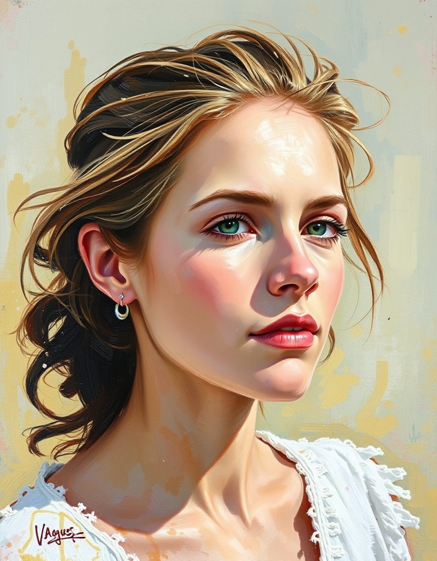 Photo To Paintings idea: painting from the photo, rich brushstrokes, painterly texture, Vagues mer , fine-art painting portrait