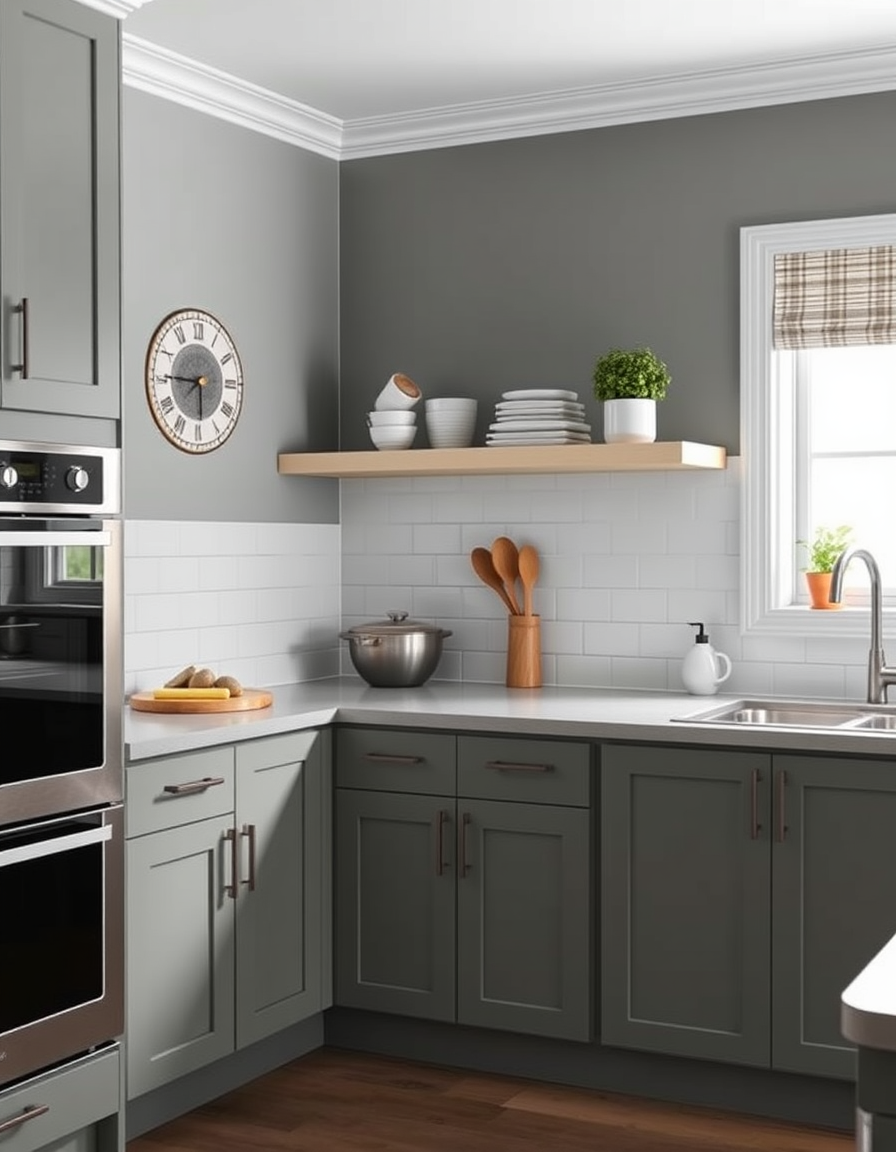 Main painting studio: A kitchen with walls hex color #DF4601 and cabinets hex color #000000