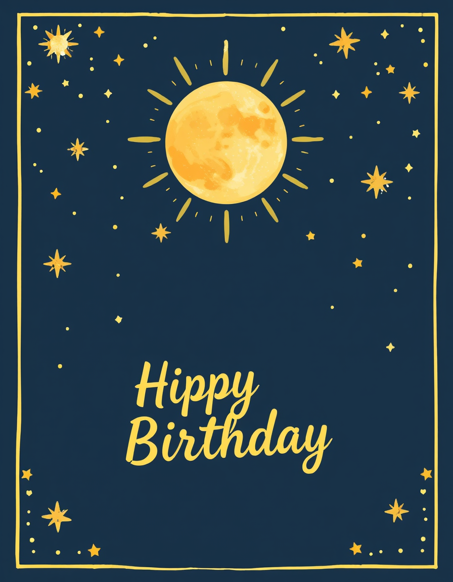 Birthday Cards idea: birthday card design, cheerful festive artwork, space for greeting, birthday card design, cheerful festive artwork, space for greeting, Sternenhimmel 