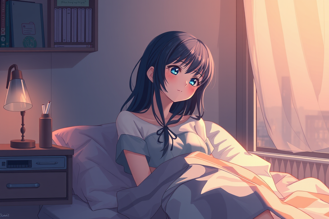 Book Covers idea: cover-ready concept art organized around genre, focal point, and title-safe space, deliberate composition, A pretty girl waking up human no anime , po