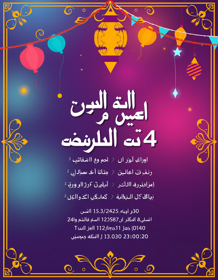 Invitation idea: party invitation design, festive layout, decorative border, space for event details, بطاقة دعوة لحفلة عيد ميلاد مزينة بقصاصات الورق الملونة (الكونفيتي