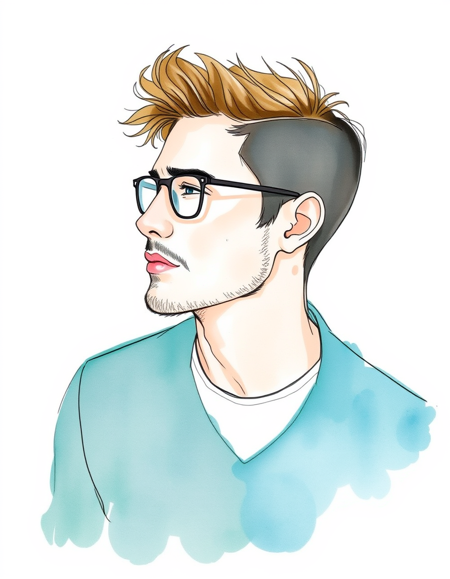 Main painting studio: Male mir in aquarell und im minimalistsischen Stil einen Cortado.