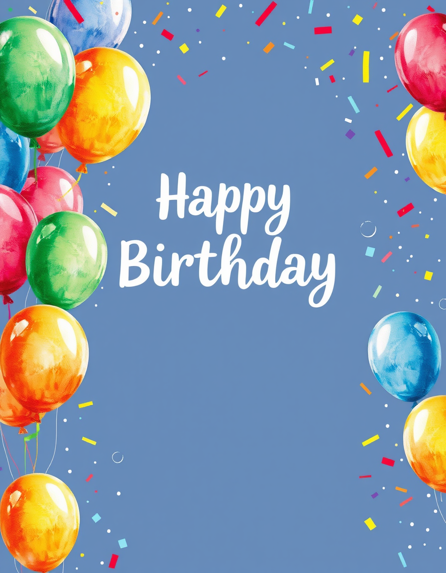 Birthday Cards idea: birthday card design, cheerful festive artwork, space for greeting, birthday card design, cheerful festive artwork, space for greeting, colorful ballo
