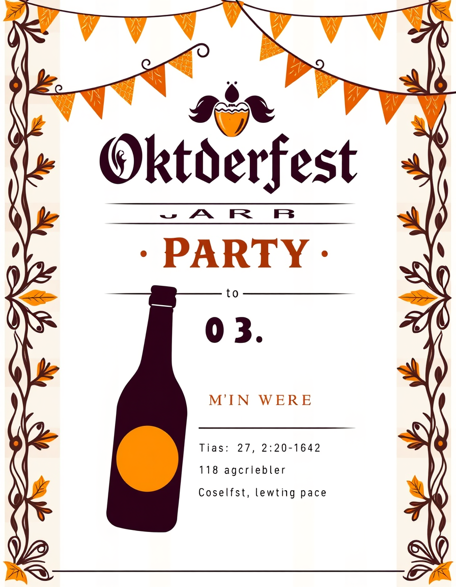Invitation idea: party invitation design, festive layout, decorative border, space for event details, oktoberfest invito , printable invitation