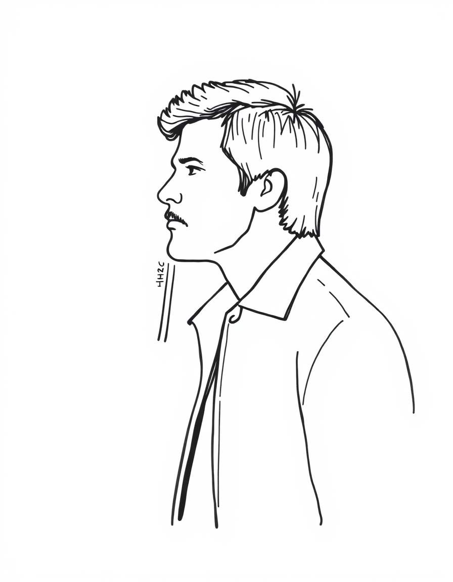 Photo To Outline idea: photo to outline drawing, clean contour lines, minimal shading, preserve subject silhouette, charlie kirk , simple black line art, white background, h