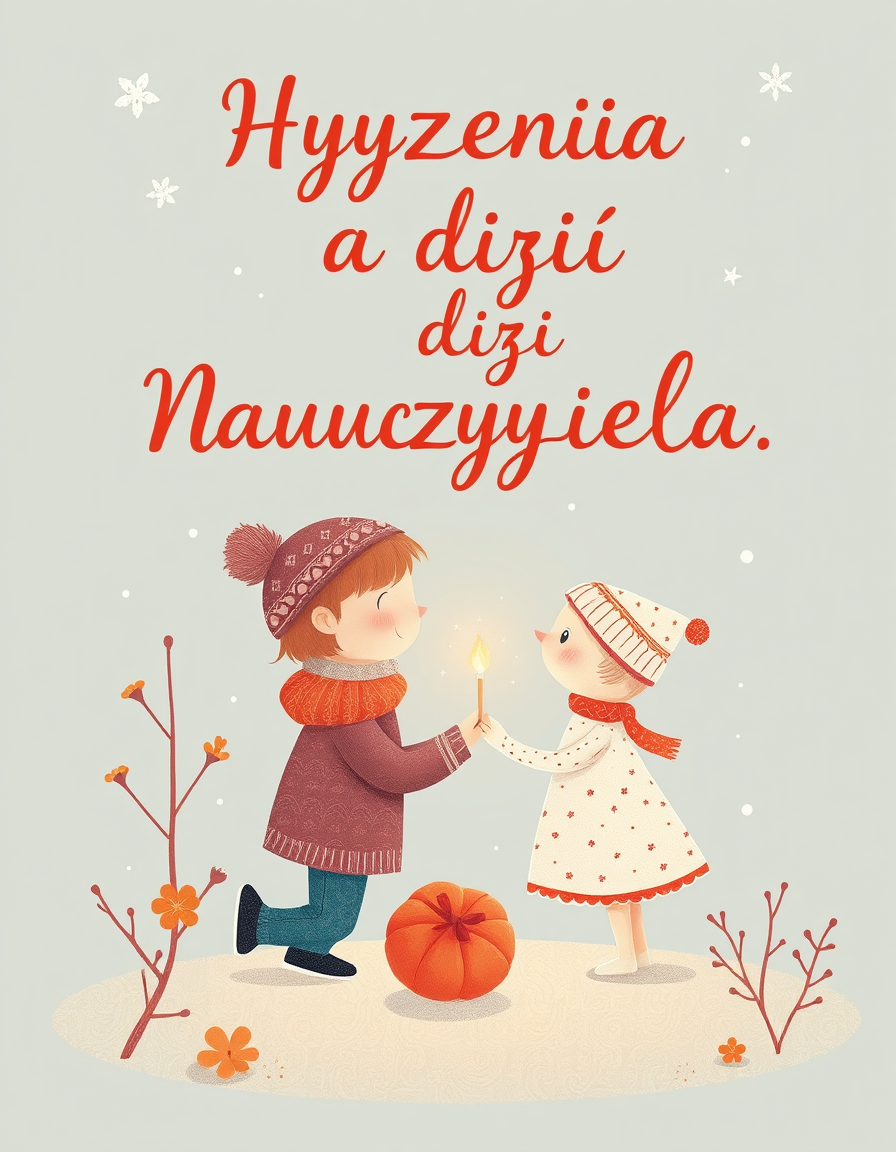 Greeting Cards idea: greeting card design, warm illustration, space for message, Życzenia na dzień nauczyciela , printable greeting card