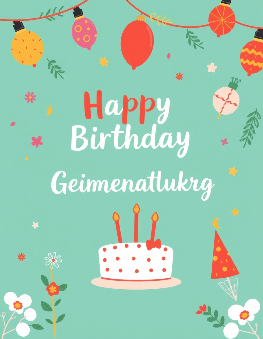 Birthday Cards idea: birthday card design, cheerful festive artwork, space for greeting, Geburtstagskarte für ehrenamtliche Mitarbeiter , printable birthday card