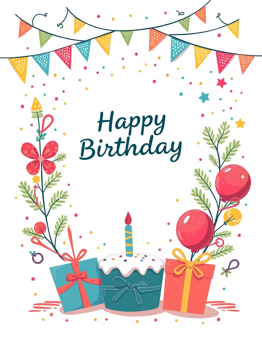 Birthday Cards idea: birthday card design, cheerful festive artwork, space for greeting, Mr. Carlos Manuel , printable birthday card