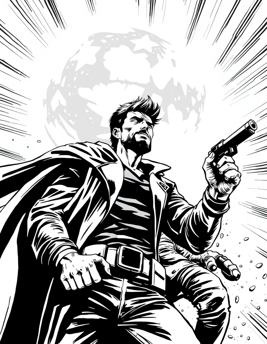Comic Art idea: comic art, bold ink lines, halftone shading, dynamic composition, بھائی کی منطق نے حقیقت کو بلاک کر رکھا ہے۔ , graphic novel illustration, comic panel