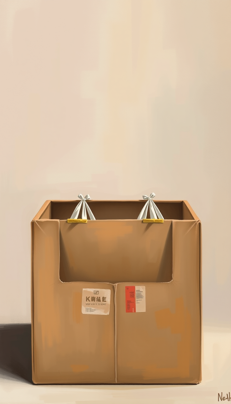 Book Covers idea: cover-ready concept art organized around genre, focal point, and title-safe space, deliberate composition, An empty vacuum cleaner box with bag handle