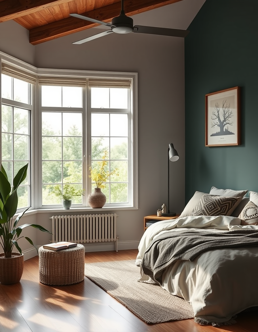 Main painting studio: paint a room for a male who likes to read. like calming spaces, nature, beach and ocean colors, forests and landscape colors. likes room to breath, li