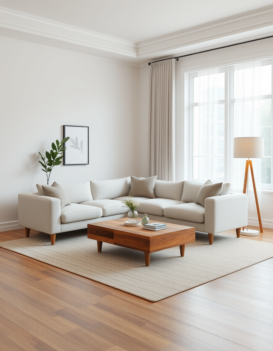 Virtual Staging idea: virtually staged empty room from the photo, tasteful furniture and decor added, photorealistic interior render, an empty living room virtually staged 