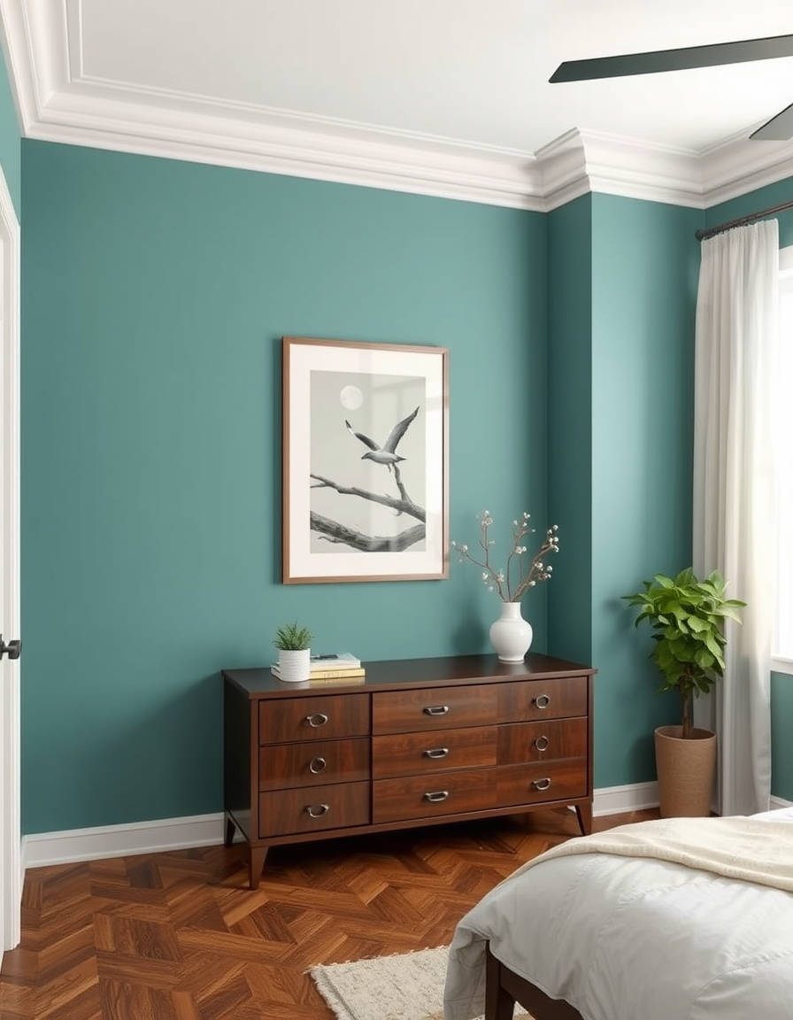 Paint Color idea: room repainted in a new wall color from the photo, accurate paint finish, photorealistic interior render, bedroom , paint color visualization
